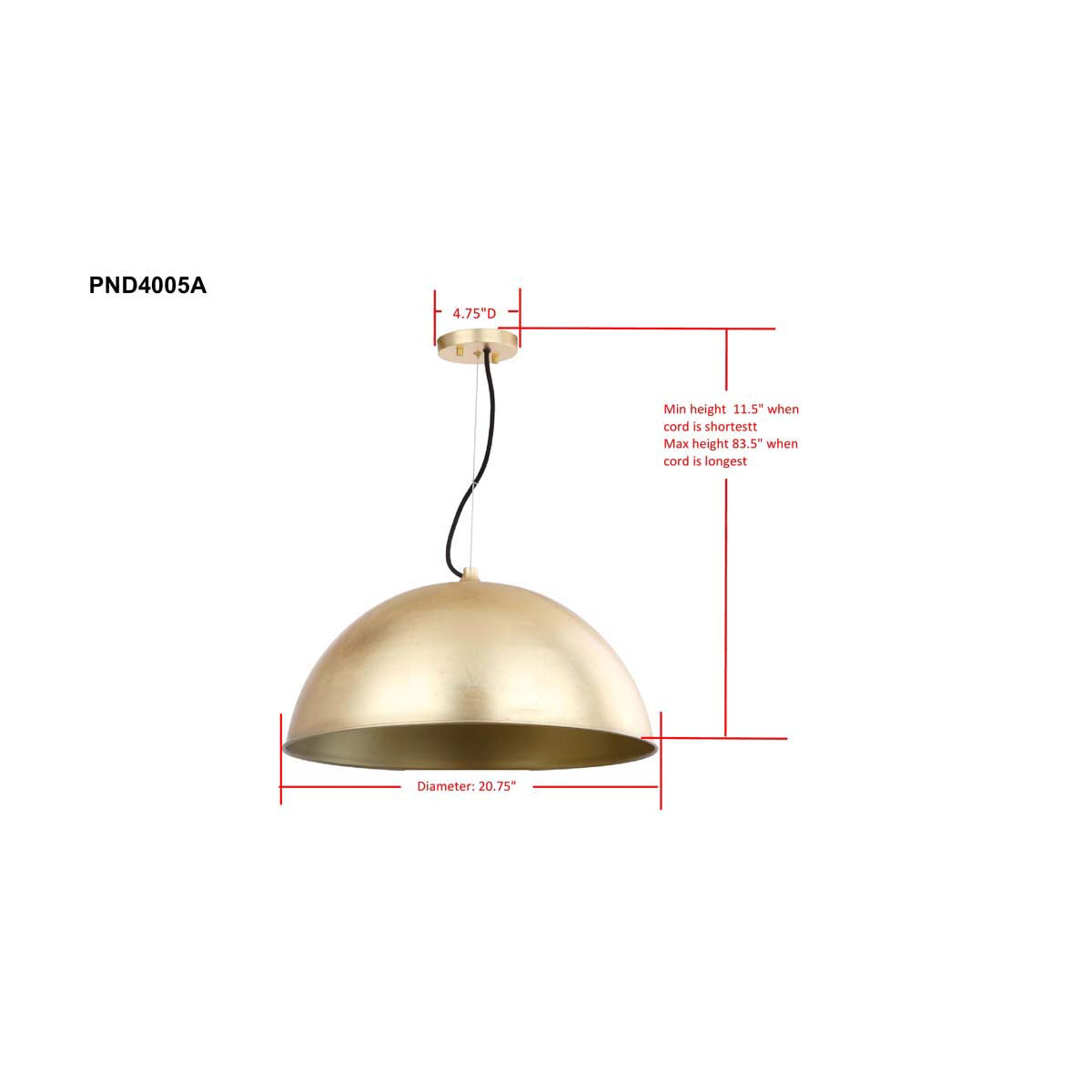 Archer Dome 21 Inch Dia Adjustable Pendant | Safavieh - PND4005